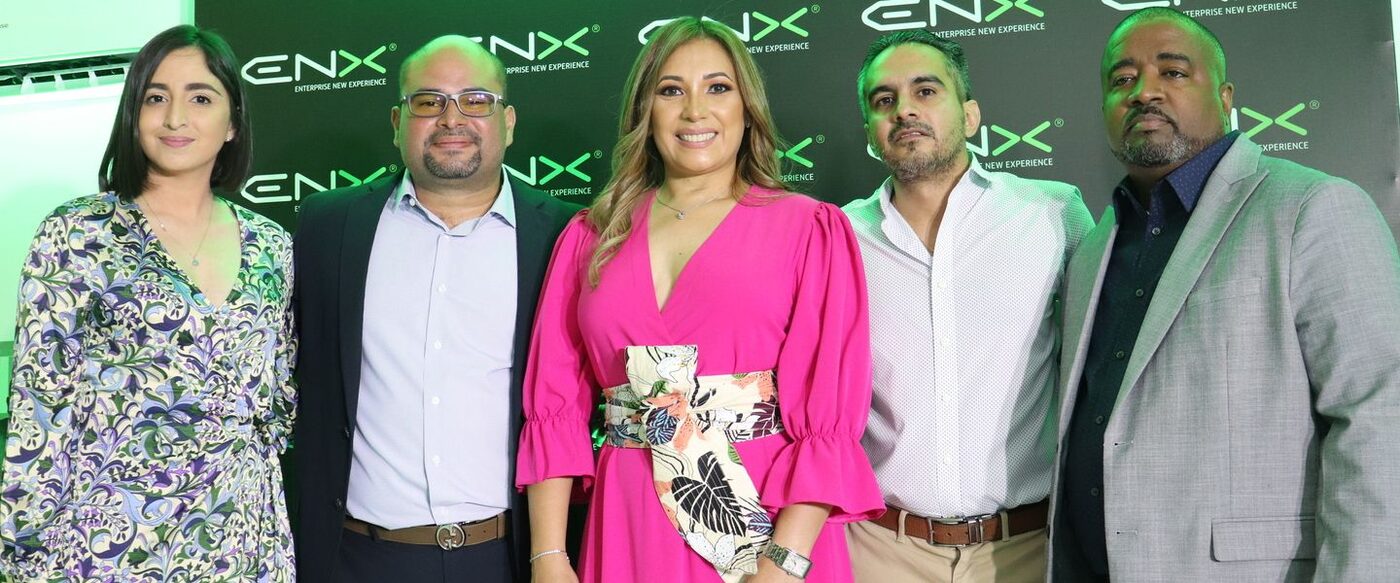 Posing infront of the banner of ENX