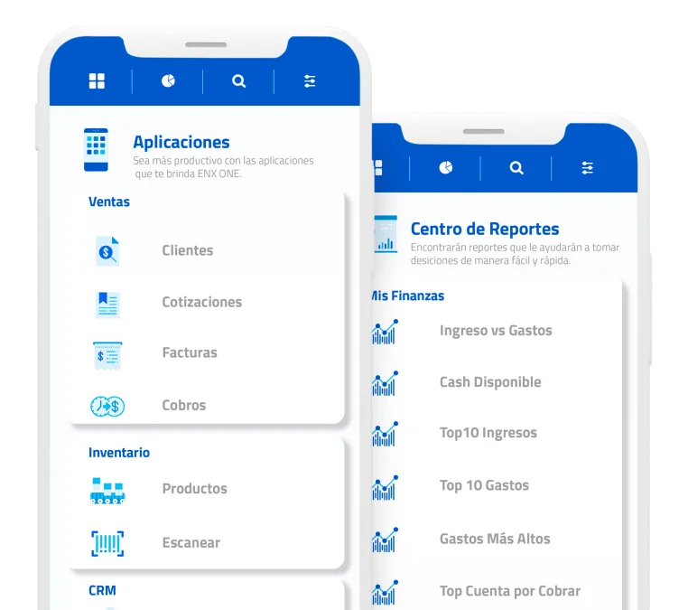Menú de aplicaciones y centro de reportes de la app móvil de InterFuerza